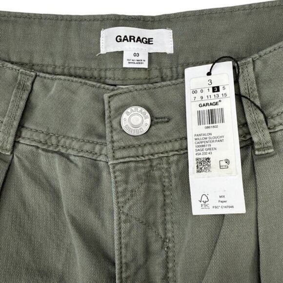 NWT GARAGE Willow Slouchy Carpenter Pant Size XS Sage Green - Picture 4 of 6